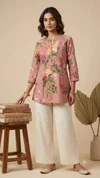 K 1280 By Naisha Cotton Printed Pintucks Ladies Tops 